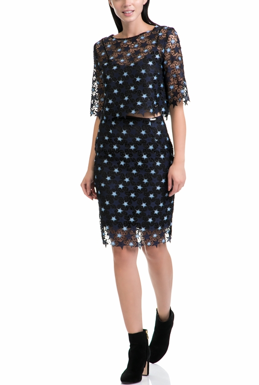 GUESS-Γυναικεία φούστα LIETTA GUESS μαύρη-μπλε 